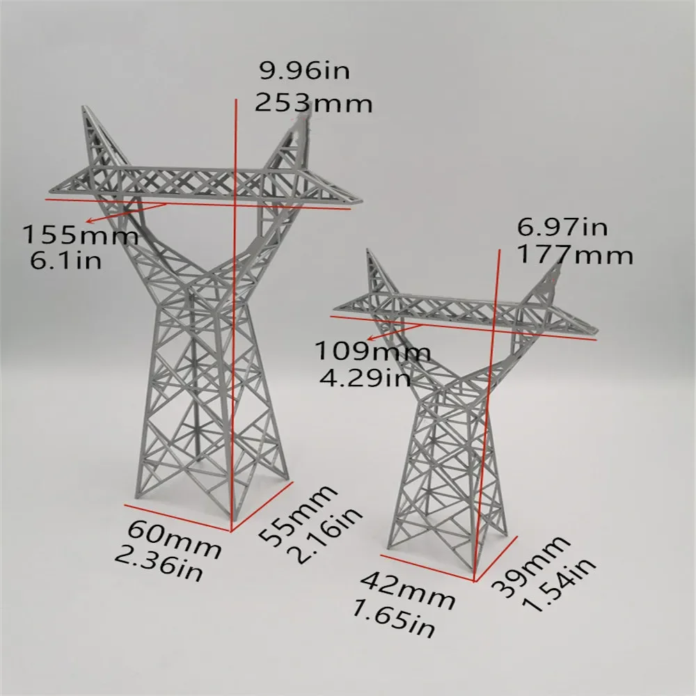 Sand Table Model High Voltage Tower Transmission Tower Cable Tower Model Plastic Barrel  for Ho Train Layout