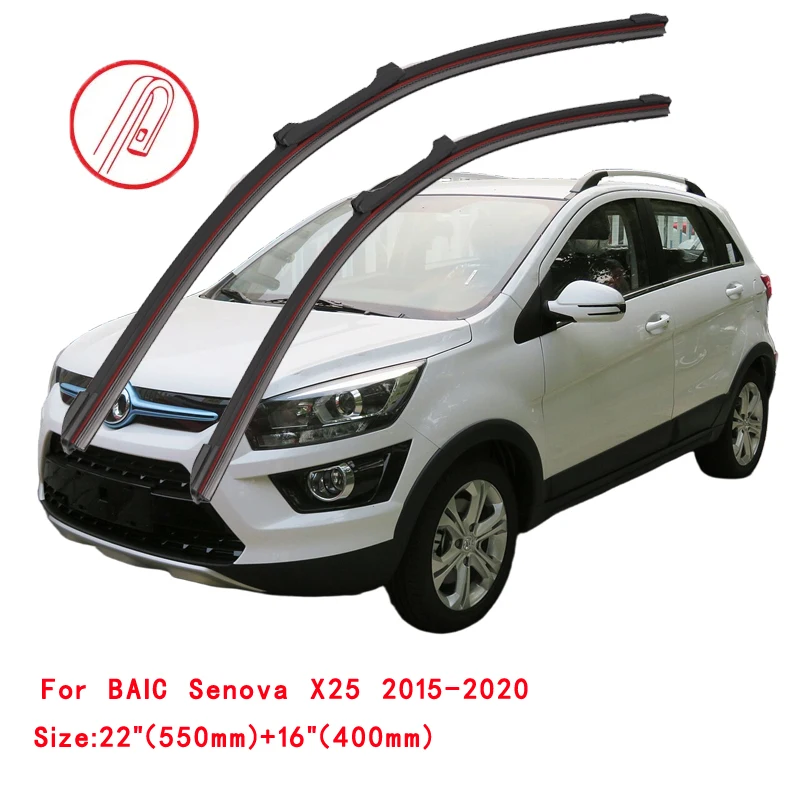 For BAIC Senova D20 X25 X35 X55 X65 2015 2016 2017 2018 2019 2020 2021 2022 Car Windshield Wipers Double Rubber Wiper Blades