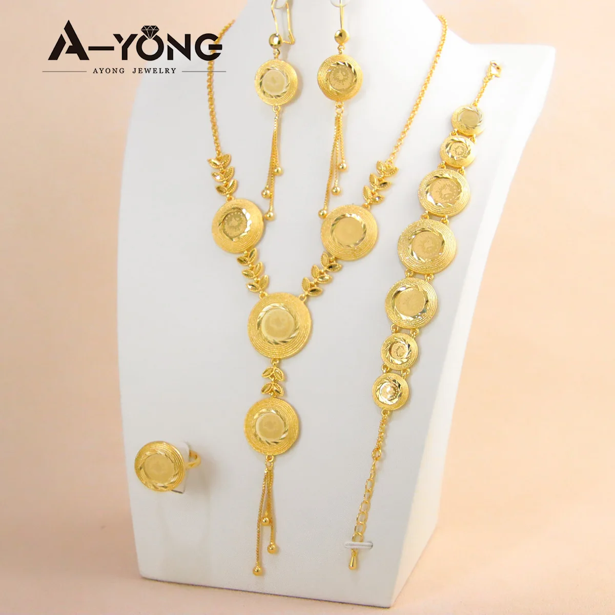 New Turkish Coin Necklace Set 21k Gold Plated Dubai Women Wedding Luxury Jewelry Sets Arab Gold Color Choker Chain Bridal Parts