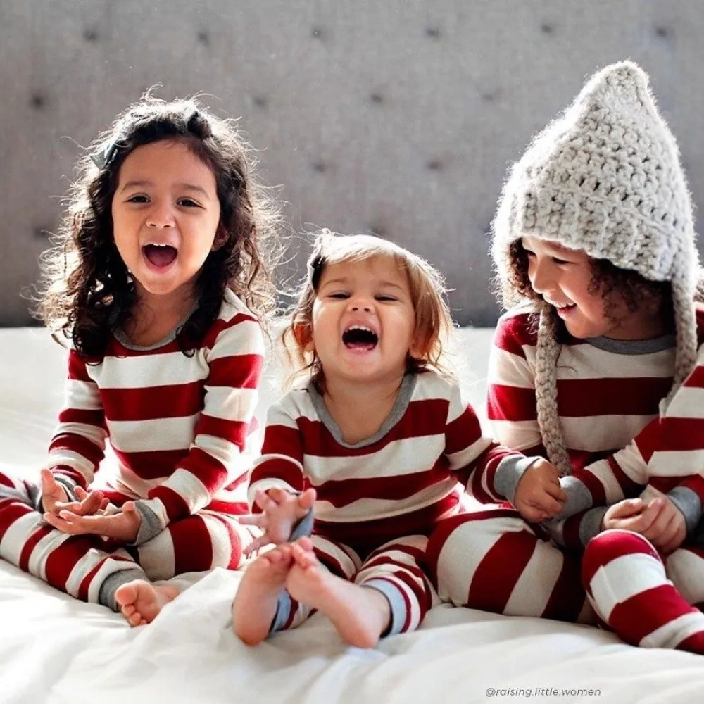 

Soft Striped Print Christmas Parent-child Outfits Cotton Top+Pants Christmas Pajamas Set Matching Family Outfits Mom Dad Kids