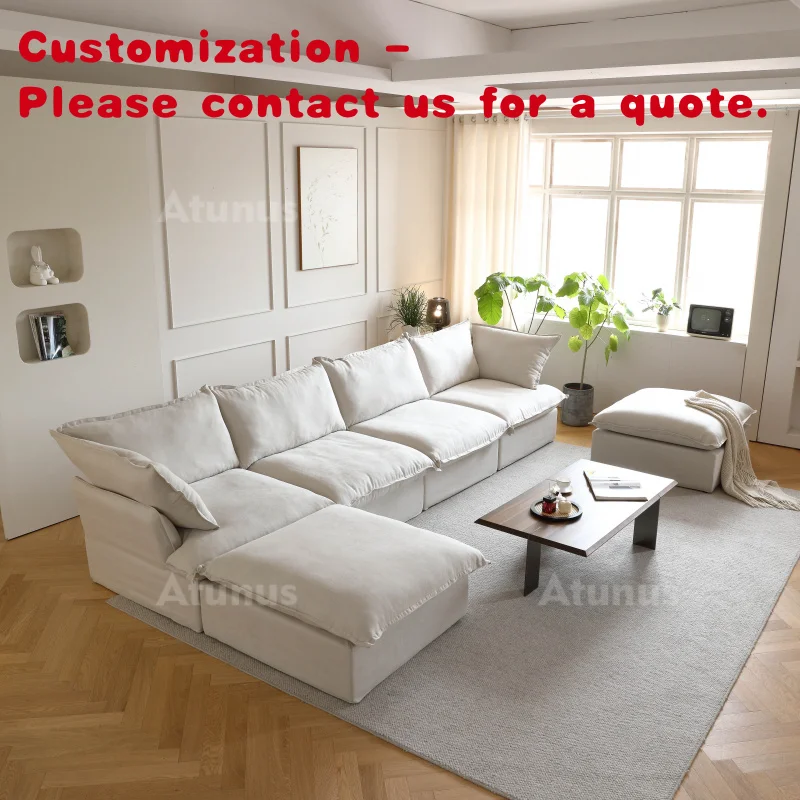 

custom.ATUNUS L-Shaped Sectional Sofa Set Removable Washable Cloth Cover Velvet Fabric Living Room Apartments
