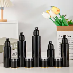 20g 30g 50g Bright Black Cream Jar 20ml-120ml Lotion Pump Bottle Perfume/Toner Spray Bottle Glass Press Empty Container Travel