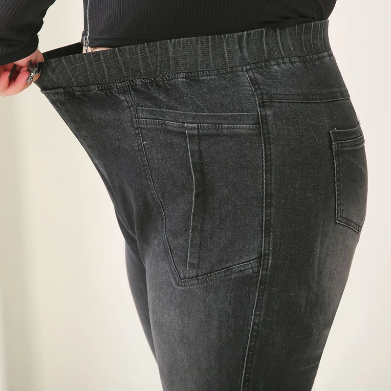 Nuevos pantalones vaqueros informales de talla grande para mujer 7XL 8XL 9XL pantalones elásticos ajustados con cintura elástica de otoño.