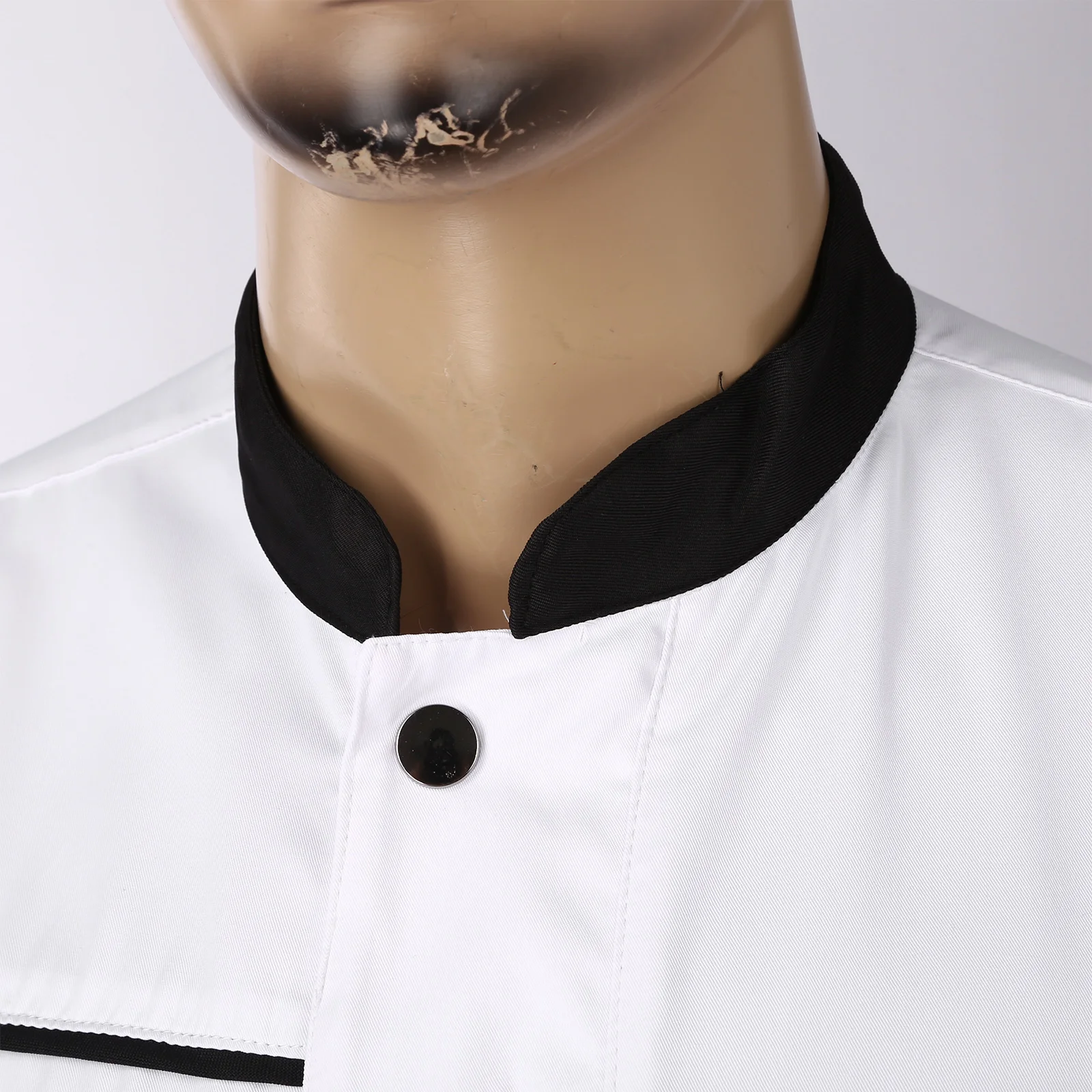 Unisex Restaurant Kitchen Chef Uniform Shirt Short/Long Sleeves Letter Embroidery Stand Collar Button Chef Jacket Works Clothes