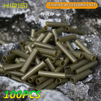 Hirisi 100pcs Heat Shrink Tube Kit Anti-Tangle Carp Fishing Hook Sleeves Ronnie Hair Rig Durable Fishing Tackle Accessories