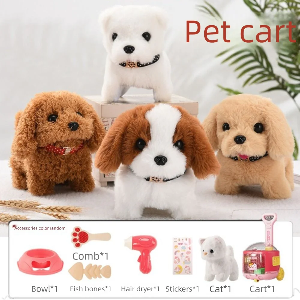 

New Electronic Pet Dog Toy Walking Interactive Dog Plush Doll Toys Vibrating Automatic Moving Electric Puppy Gift For Baby Kids