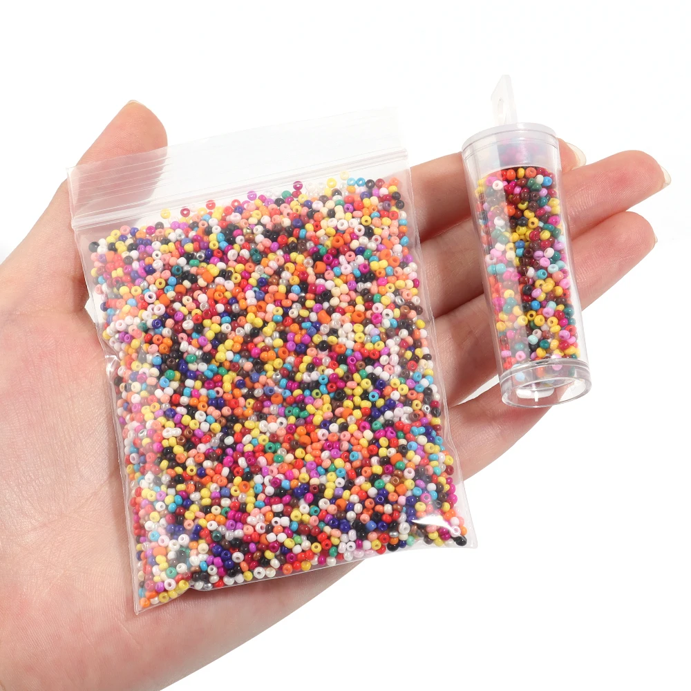 2mm Colored Glass Seed Beads Flat Round Loose Spacer Rice Beads For Jewelry Making Findings DIY Charm Bracelet Earring Wholesale