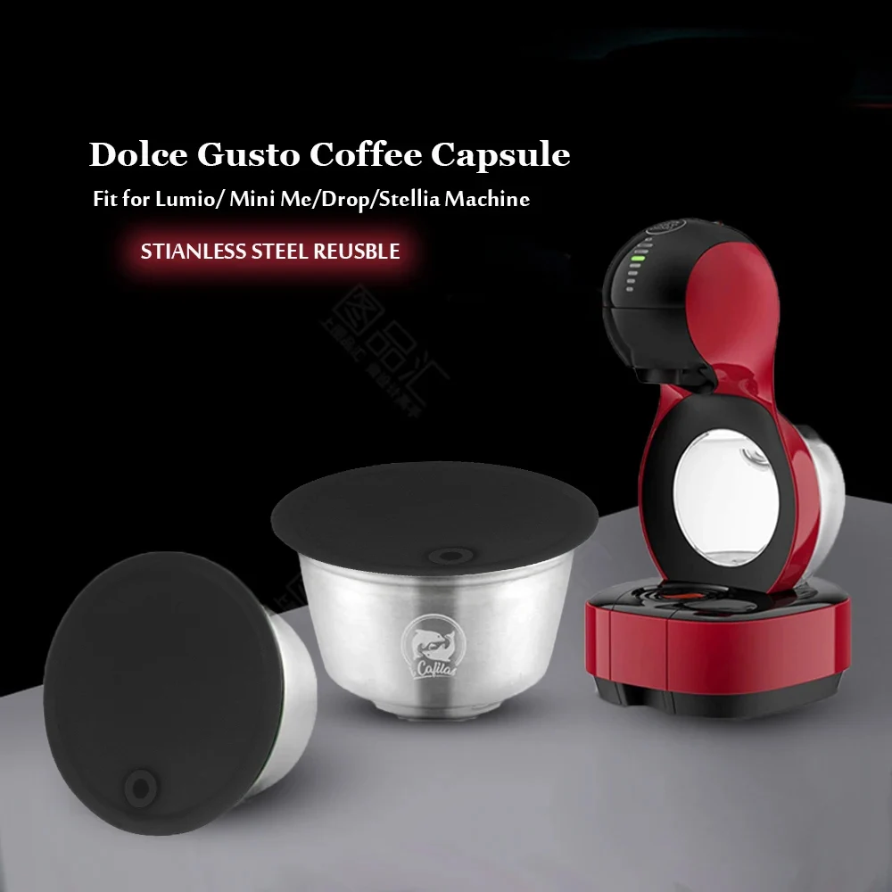 ICafilasStainless Steel Reusable For Dolce Gusto Capsule Refillable Dolci Gusto Filter Coffee Tamper &Spoon For Lumio Machine