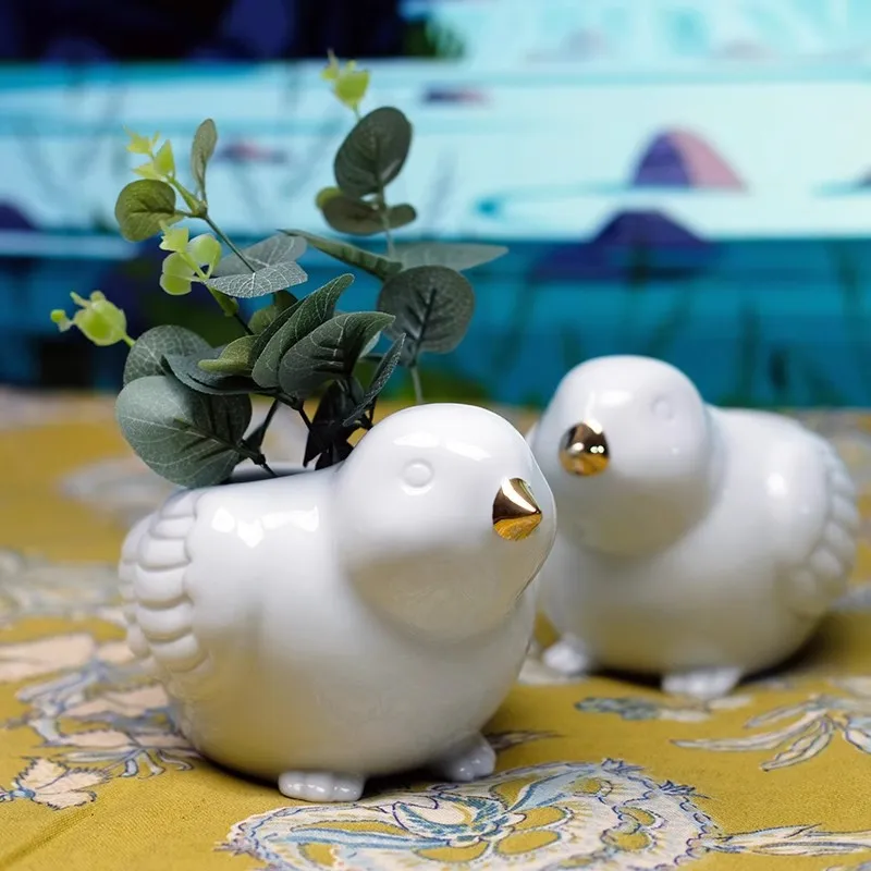 Ceramic Bird Threshold Fruit bowl Flower Vase Flower Insert Vase Flower Pot Storage Jar Decorative Ornament