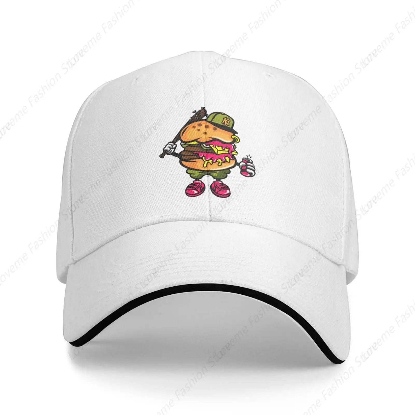 Cool Burger Baseball Cap Fashion Baseball Cap Breathable Cap Four Seasons Travel Sun Hat Unisex Outdoor Sports Hip Hop Hat