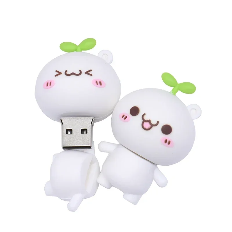 Cute Cartoon Doll USB 2.0 Flash Drive 128GB Rabbit Gifts for Children Memory Stick 64GB USB Stick with Free Key Chain 8GB