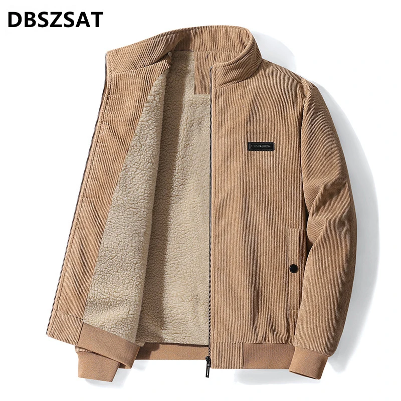 2023  Winter Men\'s Corduroy Jackets Casual Male Outwear Thick Velvet Windbreaker Jackets Mens Fleece Warm Jacket Brand Clothing