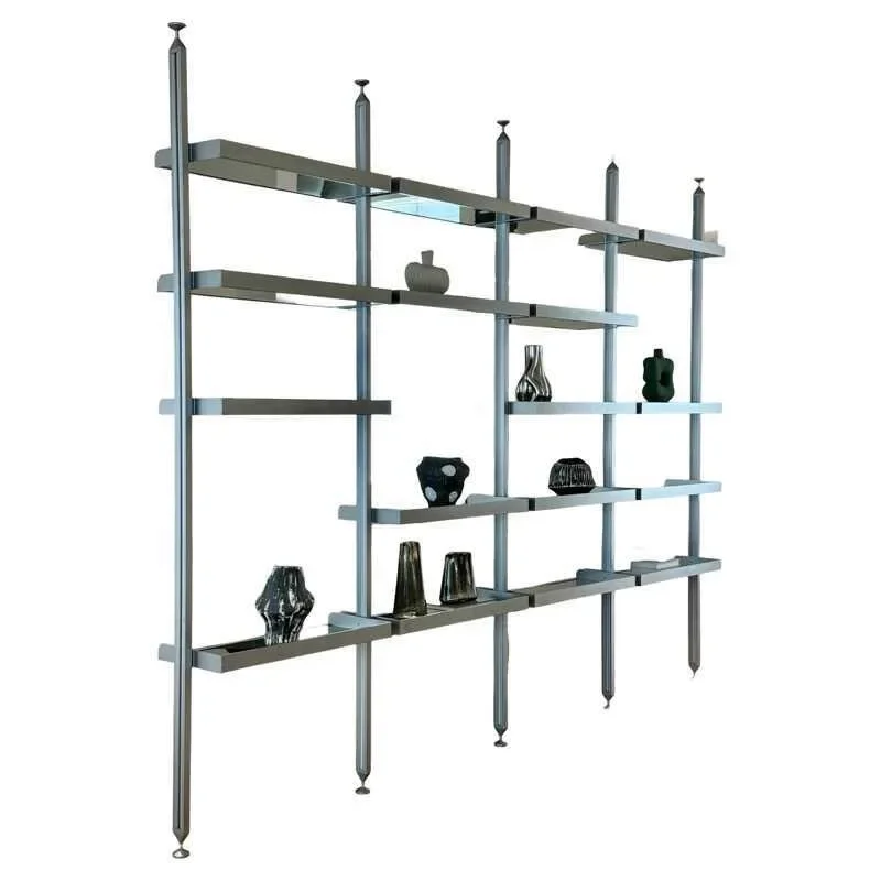 Nordic living room aluminum profile entrance partition figure rack light luxury glass storage display shelf