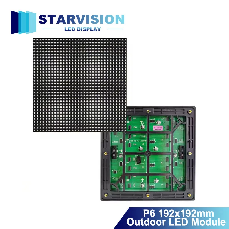 High Brightness P6 Outdoor LED Module 192x192mm Waterproof Full Color LED Display Board