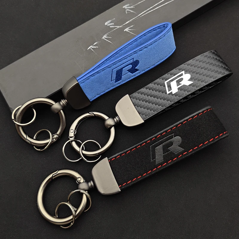 سلسلة مفاتيح سيارة فاخرة بشعار VW R من الجلد لسيارة Volkswagen Passat B5 B6 Polo Tiguan Golf Santana Touran Jetta Magotan Beetle