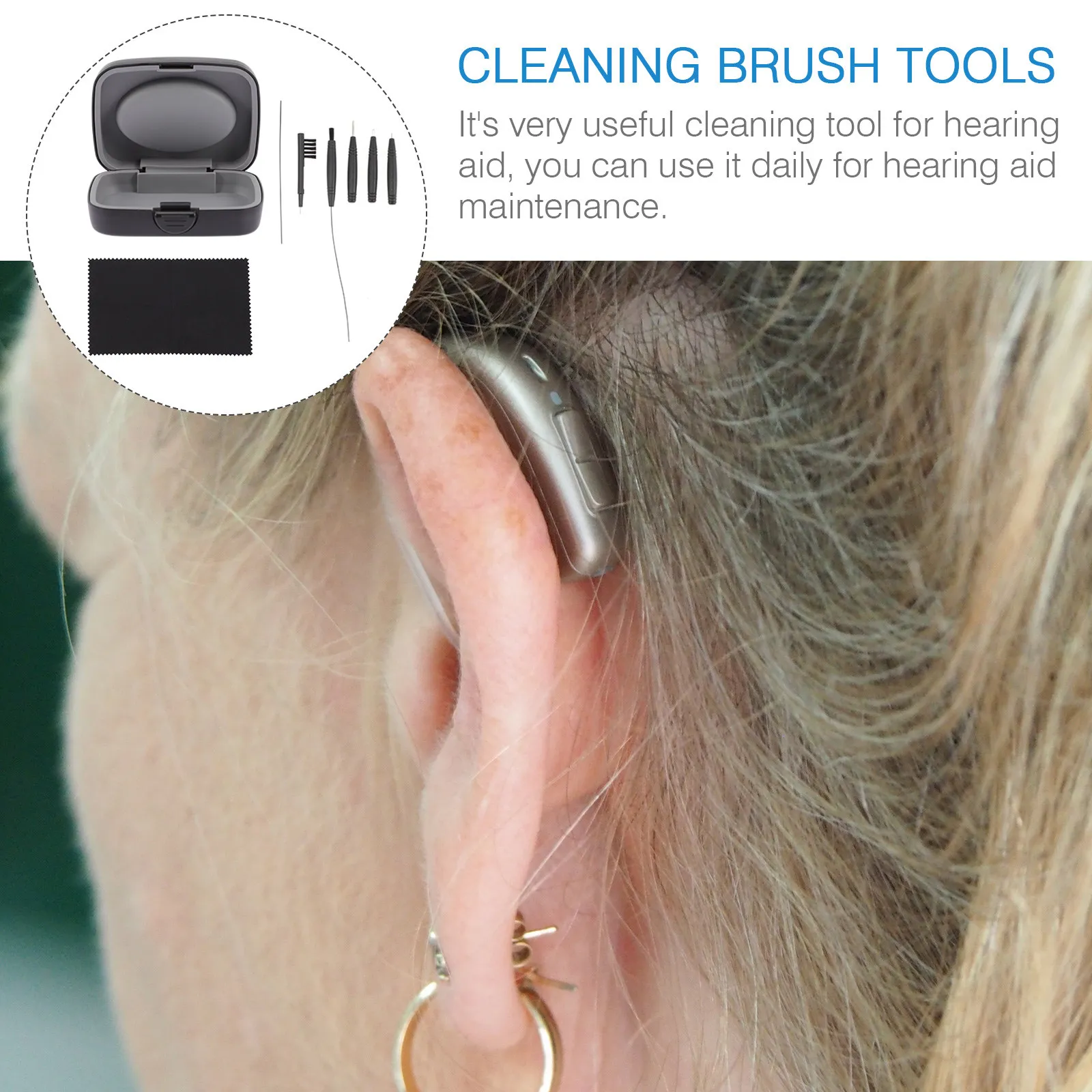 1Set Premium Plastic Hearing Aid Cleaning Kit Lightweight Portable Bte Cleaner Brush Tool for Earphones Hygiene Maintenance with view 4