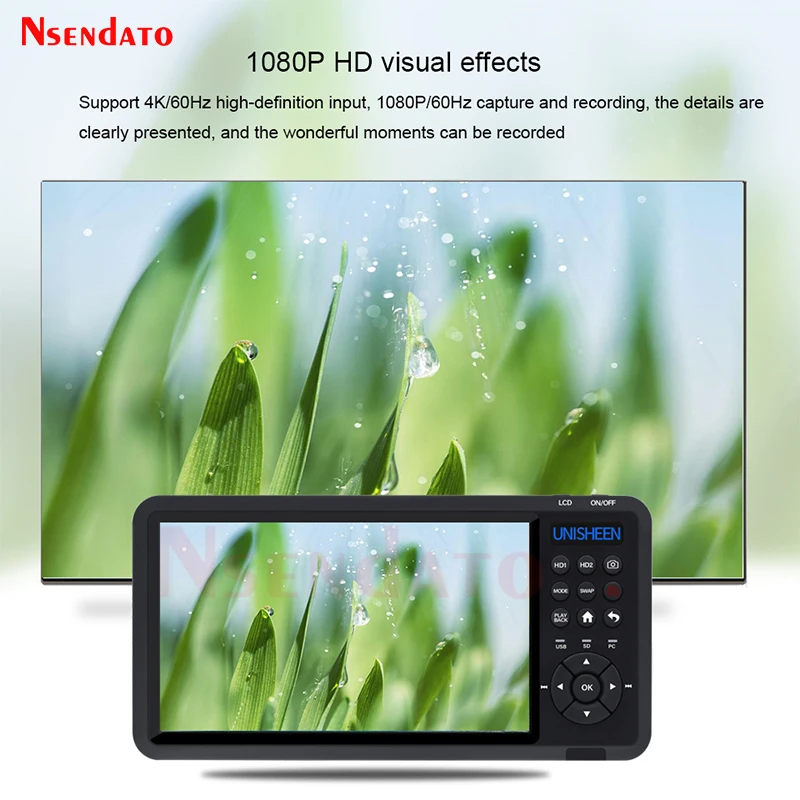 UR500 UR500A HDMI مسجل فيديو مستقل المنظار 4K للتحويل PIP POP PMP كاميرا فيديو صندوق التقاط الصوت والفيديو مع شاشة 7 بوصة للتلفزيون
