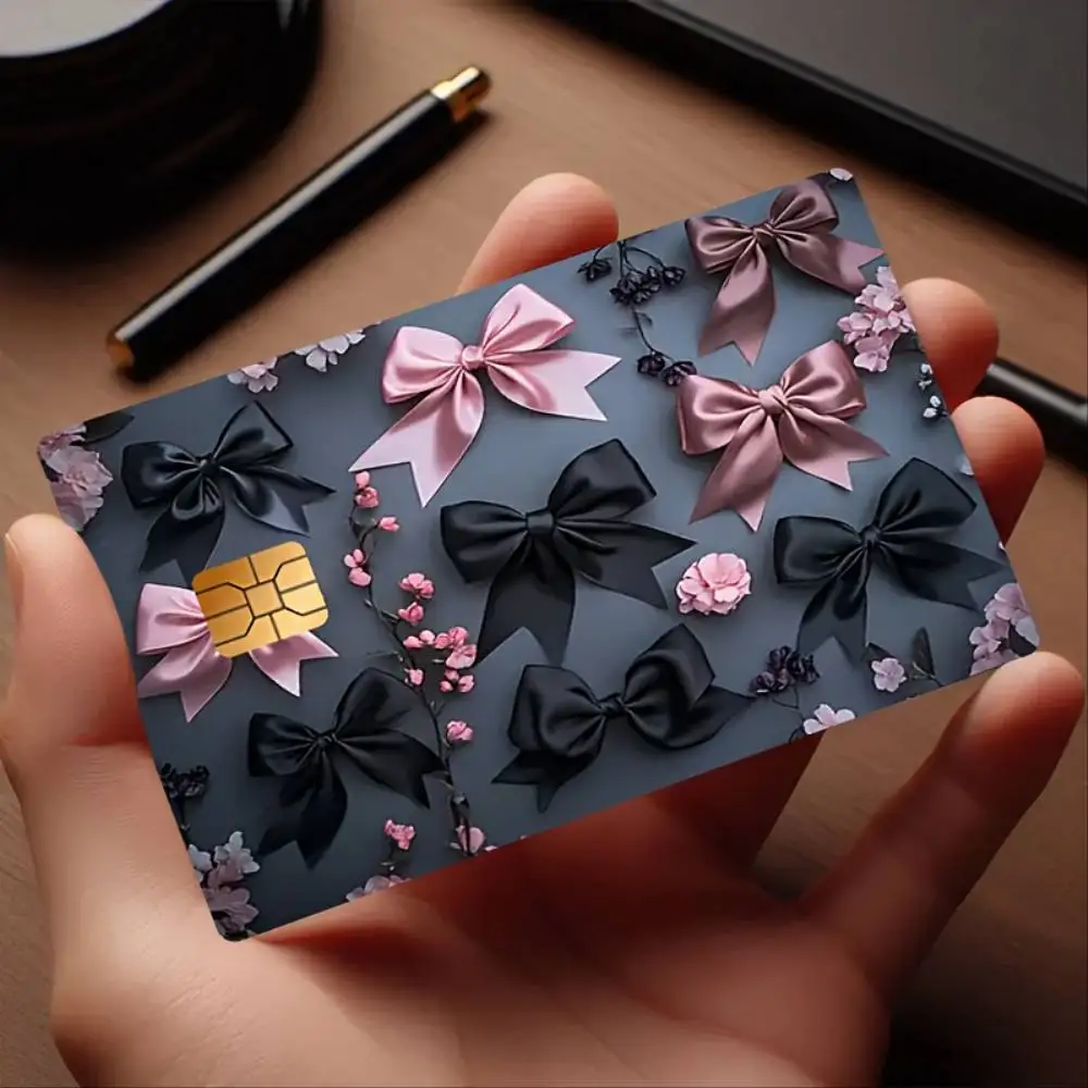 Bow Pattern Credit Card Skin Sticker Casual PVC Decal For Bank Debit Transit Room Key Cards