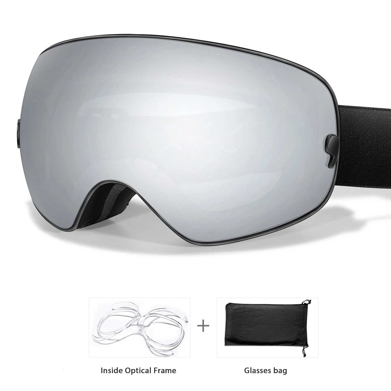 NONE Winter Outdoor SKI Brille Männer und Frauen Teenager, kostenloser optischer Rahmen und Tasche, UV400 Antibeschlag-Snowboardbrille, Weihnachtsgeschenke 3