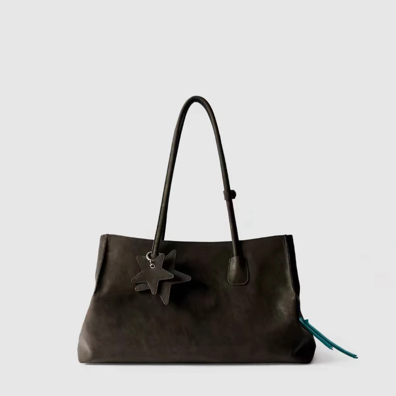 Damen-Tragetasche, mehrschichtige Schultertasche mit großem Fassungsvermögen und Reißverschluss, Damen-Vintage-Handtasche mit mattiertem Finish, ideal für Büro, Pendel und den täglichen Gebrauch, mit Tragegriff. – Detail 24
