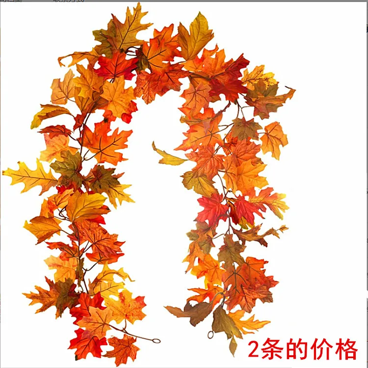 

Simulation red maple leaf rattan wall hanging fake tree leaves window landscaping wall ceiling decorative flower vine