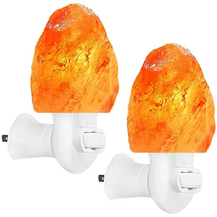 

Salt Lamp Night Light, 2 Pack Himalayan Salt Lamp Nightlight with 4 Bulbs - Mini Decoration Himalayan Salt Night Light