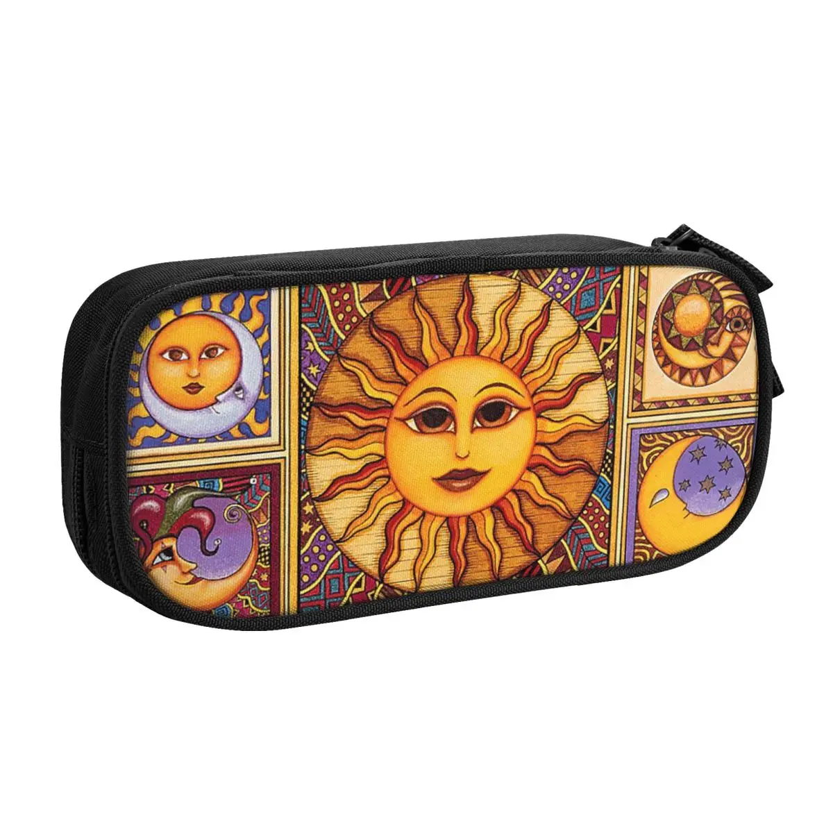 Vintage Anime Sun Moon God Customized School Pencil Case Boy Girl Big Capacity Egyptian Mural Art Pencil Box Students Stationery