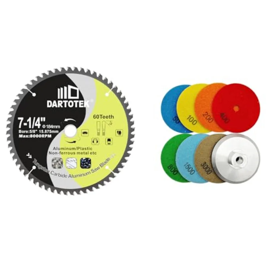 

7-1/4"/184mm Aluminum Cutting DiscCircular Saw Blade 60T TCT Cut Off Wheel for Aluminum Plastic with 5/8" Arbor for Circular sa
