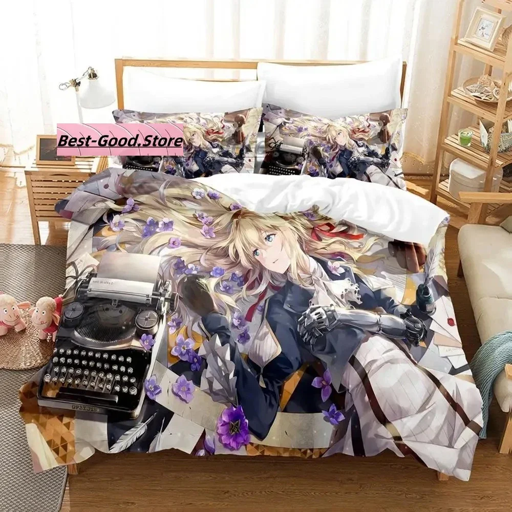 

Violet Evergarden Bedding Set Single Twin Full Queen King Size Bed Set Aldult Kid Bedroom Duvetcover Sets 3D Print Anime Kawaii