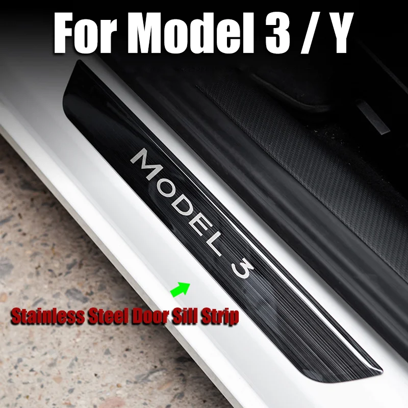 

Model 3/Y 2021 2022 Stainless Steel Front Back Door Pedal Welcome Car Threshold Protection Strip Auto Accessories