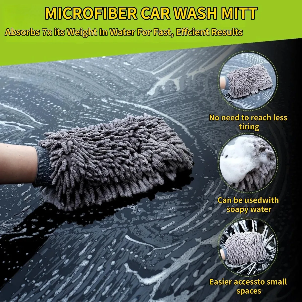 6Pcs Car Cleaning Detailing Set Microfiber Towels Wash Mitt Brushes Multipurpose For Interior Exterior Vehicle Wash