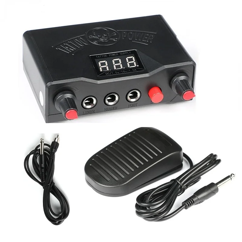 

Tattoo Power Supply Set Digital LCD Dual Mode Power With Adaptor Foot Pedal Switch Clip Cable for Coil & Rotary Tattoo Machine