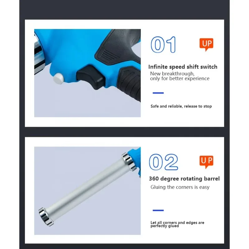 Pistola de calafetagem elétrica sem fio, aplicador de adesivo de vidro de cimento, ferramenta sem fio, máquina de vedação de cola, propulsão, bateria de lítio 21v