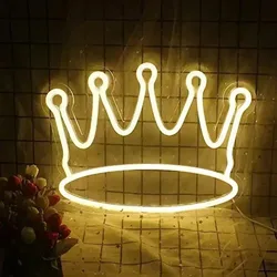 Crown Led Neon Sign Warm White Wall Decor Neon Signs for Wall Decor Kids Room Girls Bedroom Apartment Birthday Party Decoration