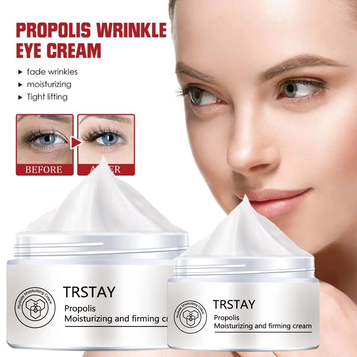 TRSTAY100% natural plant propolis eye cream reduces fine lines around the eyes and relieves eye pressure
