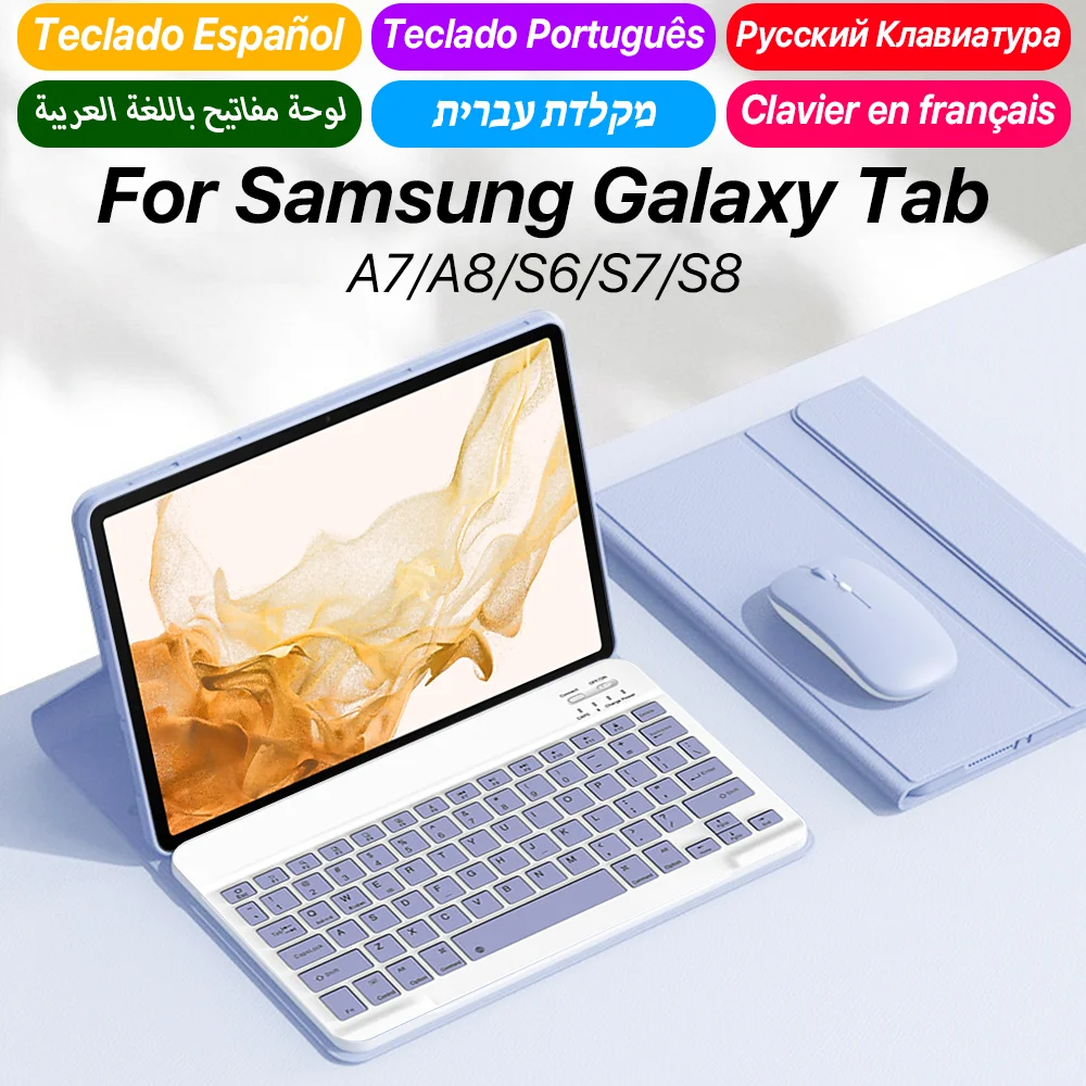 Polski Dla Samsung Galaxy Tab A7 A8 S6 S7 S8 S9 etui z Bluetooth klawiatura mysz akcesoria S7 S8 S9 Plus 12.4 etui ochronne