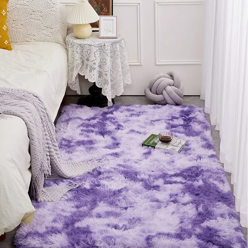 Luxurious green carpet bedroom full of Nordic ins living room coffee table bedside girl room plush floor mat