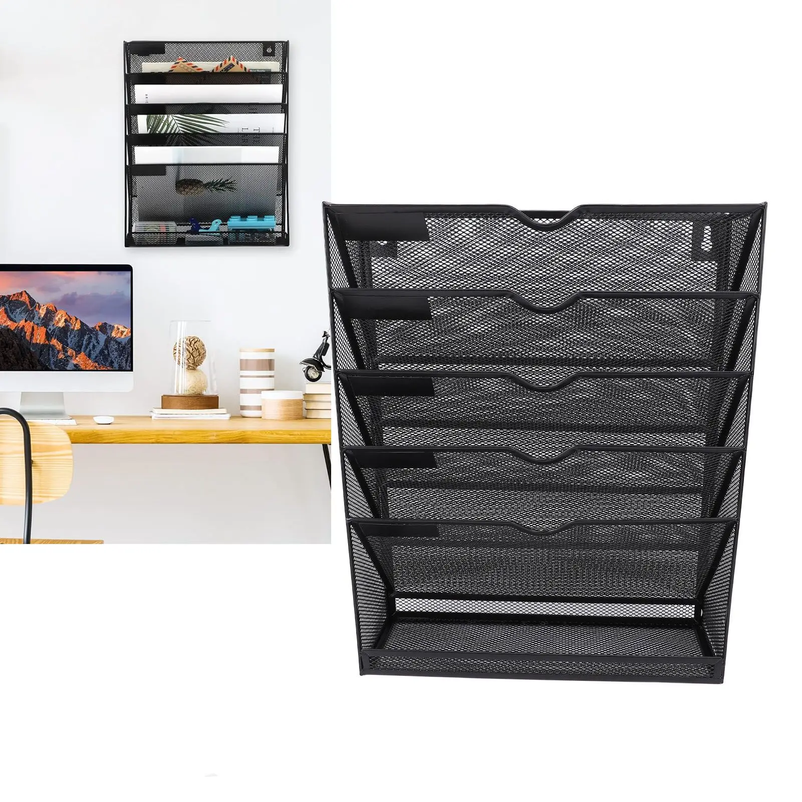 

6 Tiers Hanging Wall File Holder Iron Multifunctional Metal Hanging Wall File Organizer Mounted File Organizer for Home