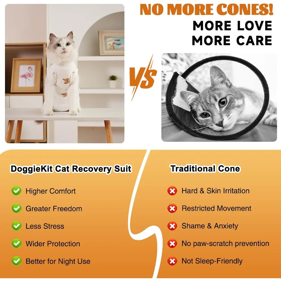 بدلة إعادة جراحة القطط المضادة لللعق بعد العملية الجراحية مع تصميم قابل للطي قميص بدلة للجسم ناعم قابل للتنفس للإناث Spay Male Ne #3