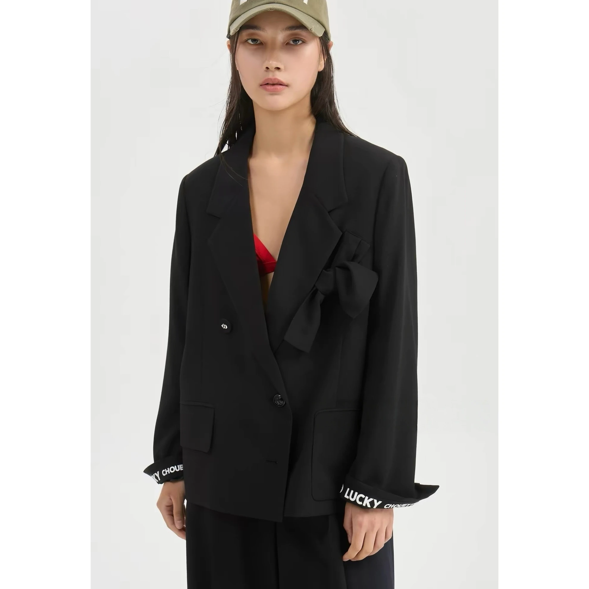 Lemon Cheese Short Suit Jacket LUC26 Autumn Simple Elegance Button up  Knot Decorated Versatile Style Women's Coat
