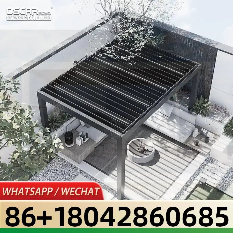 Patio Cover Canopy Water Resistant Bioclimatic Sunshade Opening Roof Louver Shelter Pergola for Gardens Patios Backyards pergola
