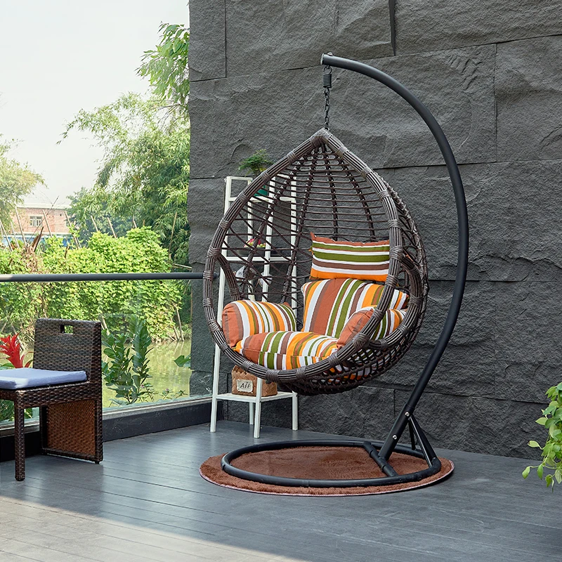 كرسي سلة معلقة أرجوحة داخلية، أثاث خارجي، سلة معلقة على شكل عش الطيور من الروطان
