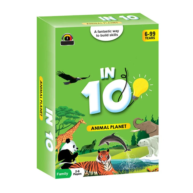 Adivina Animal en 10 (Edad 6-99) Juego de cartas de preguntas inteligentes Conocimiento general para niños y familias Juego de mesa Regalo