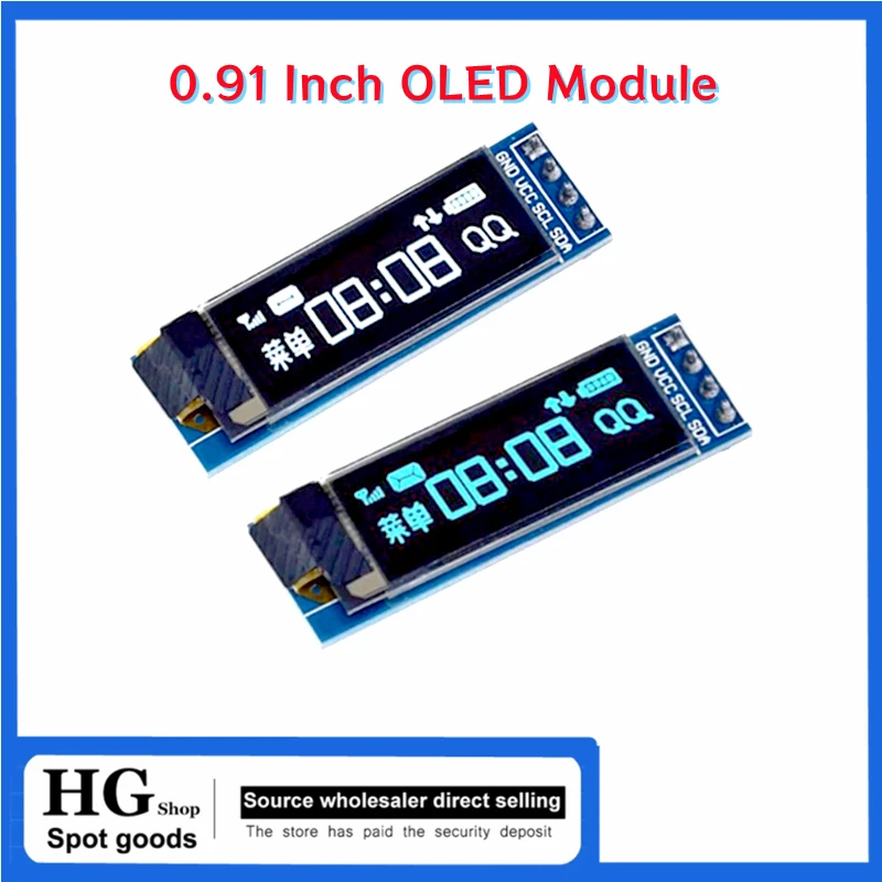 

0.91 inch OLED module white/Blue OLED 128X32 OLED LCD LED SSD1306 Display Module 0.91" IIC Communicate for arduino