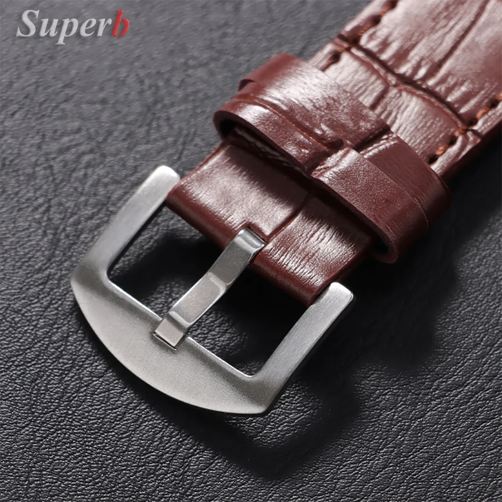 Genuine Calfskin Leather Watch Strap 18mm 20mm 22mm Universal Watch Band Slub Pattern Bracelet for Men Women Watch Accessories