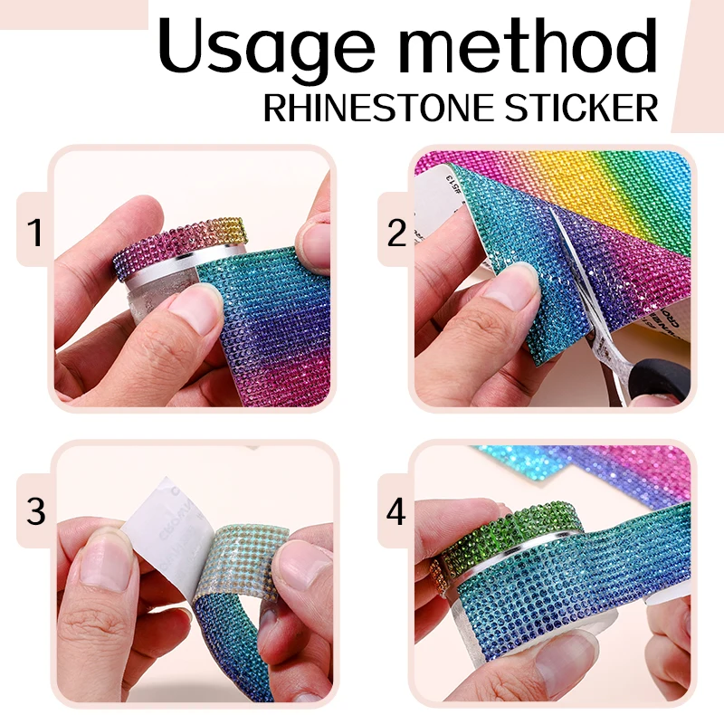 Ducrystal 1Yard Crystal Motif self-adhesive Rhinestone Trimming Tape Applicator Ribbon resin Rhinestones Iron On For Dresses - view 6