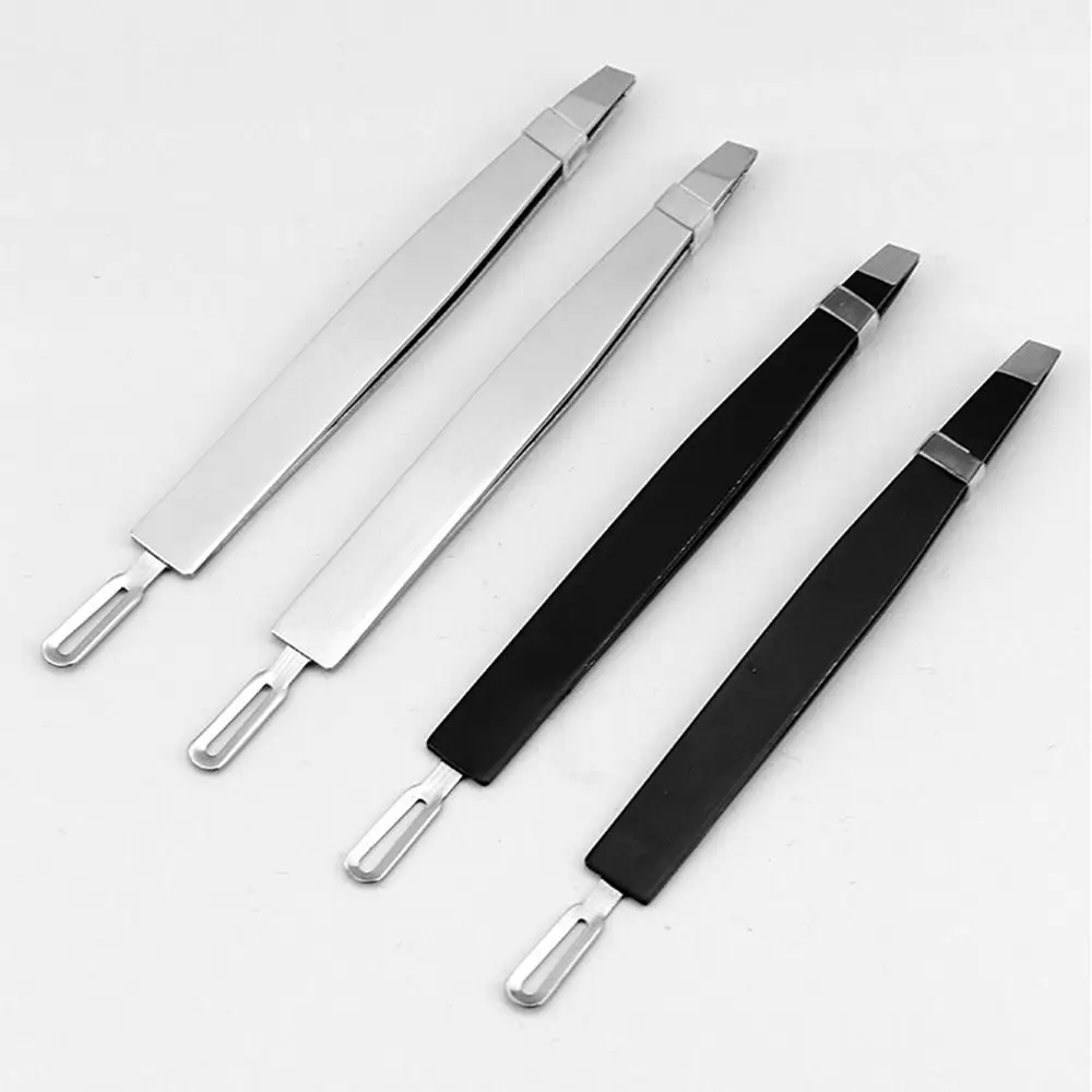 Double Side Hair Pluckers Acne Treatment with Holes Eyebrow Clip Stainless Ultra-thin Eyelash Tweezers