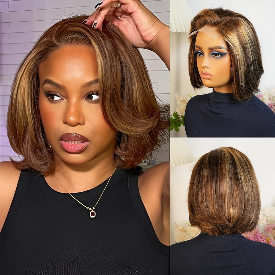 

Выделите P4/27, короткий парик боб, бразильские человеческие волосы, предварительно выщипанные волосы, 4x4, парик с кружевной застежкой для женщин, повседневная или праздничная одежда