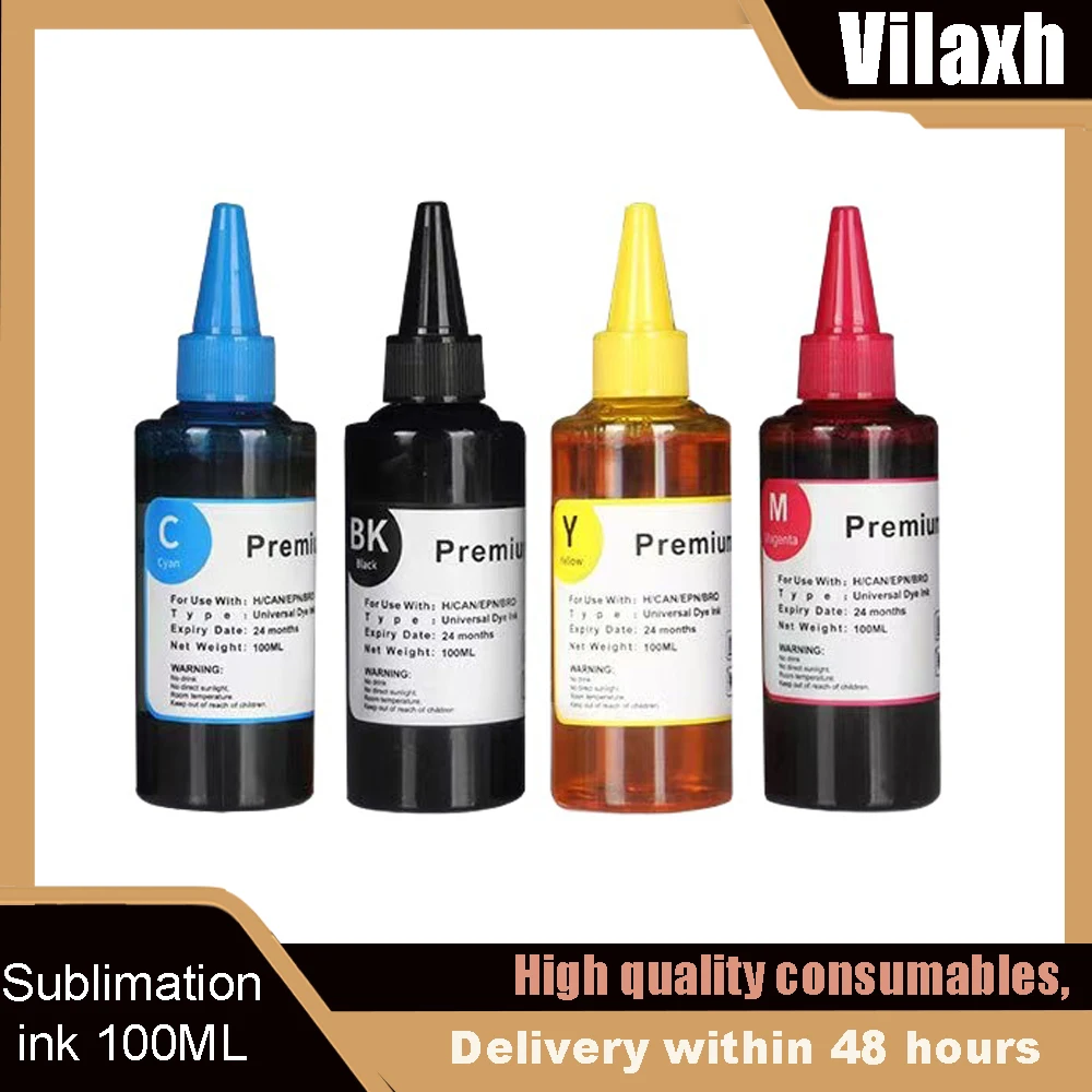 Sublimation Ink With Coating For Epson L805 L1800 P50 1390 1400 1410  Printer Heat Transfer T-shirt Face Mask Cotton Mugs 100ml