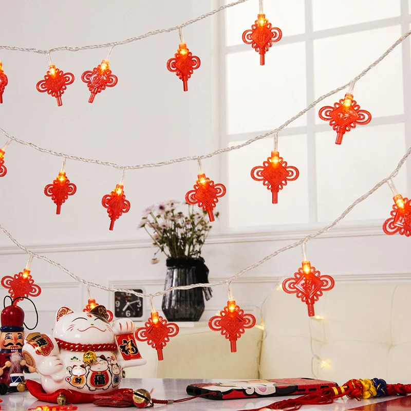 1.5m 10LED New Year Red Lantern String Birthday Wedding Decoration Christmas Tree Hanging Lamp Chinese Spring Festival Supplies